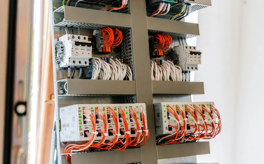 Tablero de control con automáticos y cableado ordenado